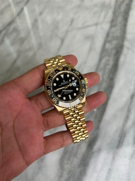 rolex gmt master mens automatic 18ct yellow gold plated rgm012|rolex 18 ct gold cast.